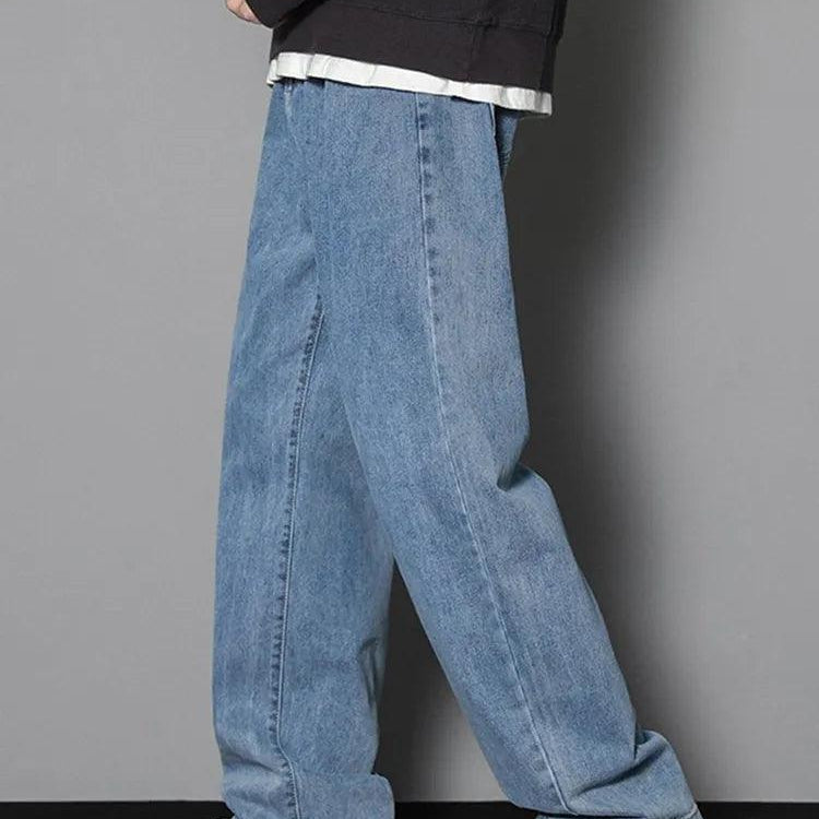 Men's Pants - Jeans Korean Men's Casual Long Jeans Classic Straight Denim Wide-leg Pants