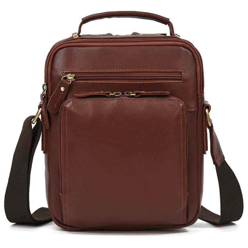 Vintage Leather Shoulder Bag – Men's Crossbody Messenger Bag - VacationGrabs