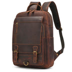 Crazy Horse Leather Men’s Laptop Backpack Travel Computer Bag - VacationGrabs
