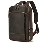 Vintage Travel Backpack Crazy Horse Leather Double Zipper Bag - VacationGrabs