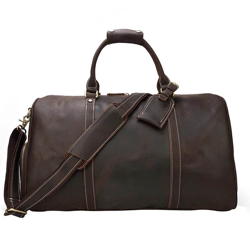 Luxury Travel Handbag With Suit Compartment Genuine Leather - VacationGrabs