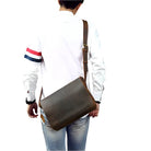 Retro Genuine Leather Laptop Shoulder Bag Business Messenger Bag - VacationGrabs