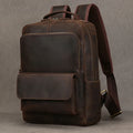 Men’s Crazy Horse Leather Backpack 15.6" Laptop School Bag