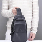 Casual Men Bags Leather Chest Bag Crossbody Cowhide Shoulder - VacationGrabs