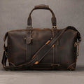 100% Genuine Crazy Horse Leather Travel Duffel Bag Rivet Design - VacationGrabs
