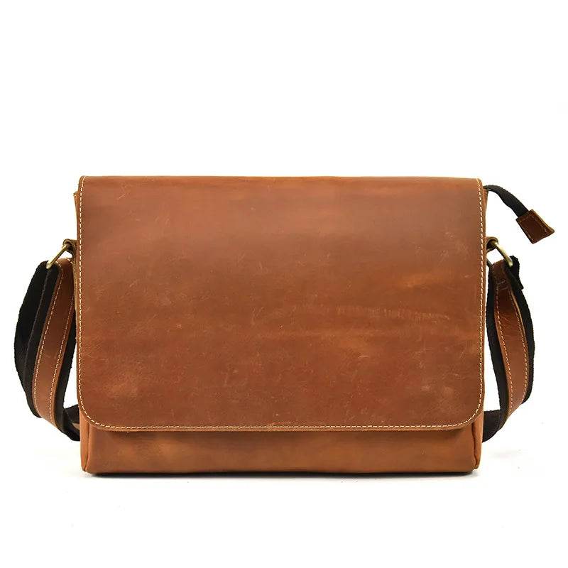 Genuine Leather Men’s Shoulder Bag Casual Crossbody Messenger Bag - VacationGrabs