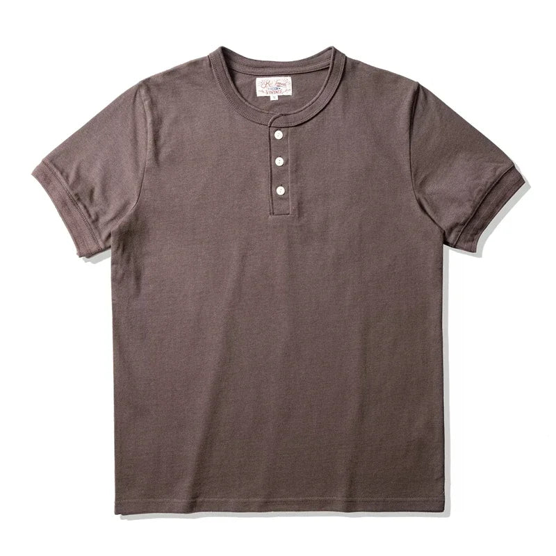 Red Tornado Short Sleeve Henley T-Shirt Heavyweight Cotton Every Day Tee Amekaji