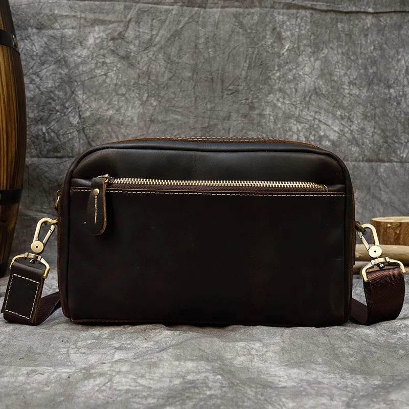Men’s Genuine Leather Shoulder Messenger Bag Soft Cow Leather Crossbody - VacationGrabs