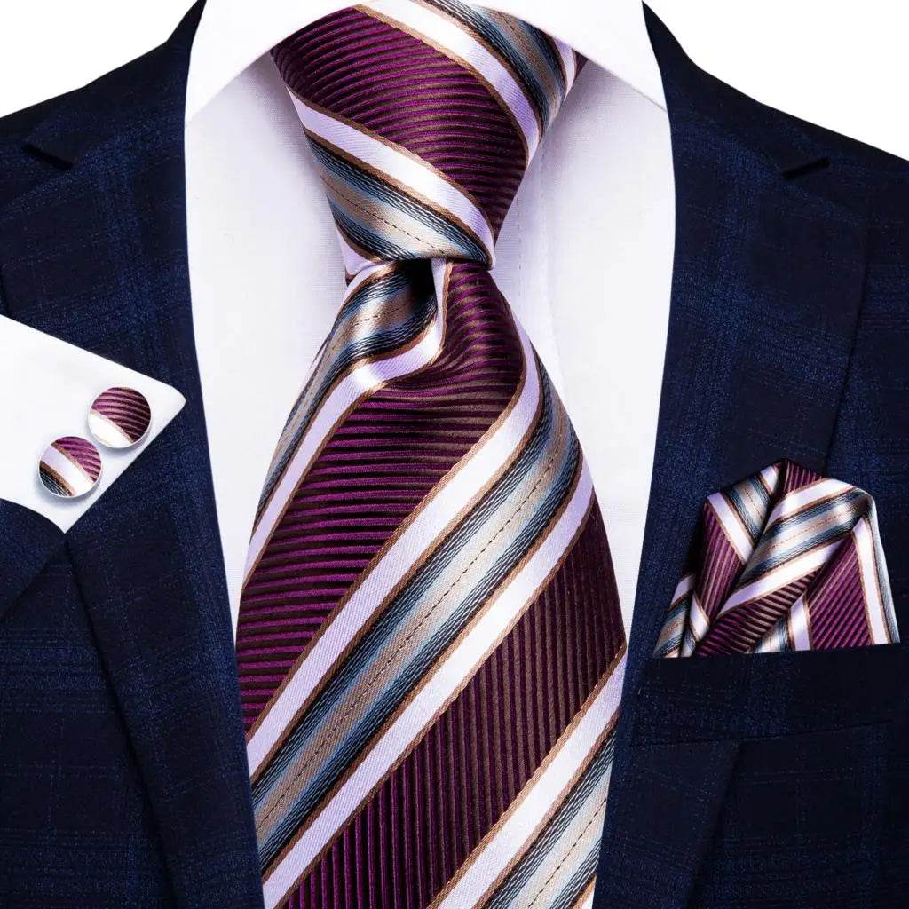 Purple Paisley Silk Tie Set for Men - VacationGrabs