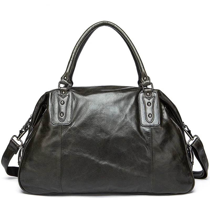 Soft Cowhide Leather Duffle Bag Large Capacity Men’s Weekend Bag - VacationGrabs