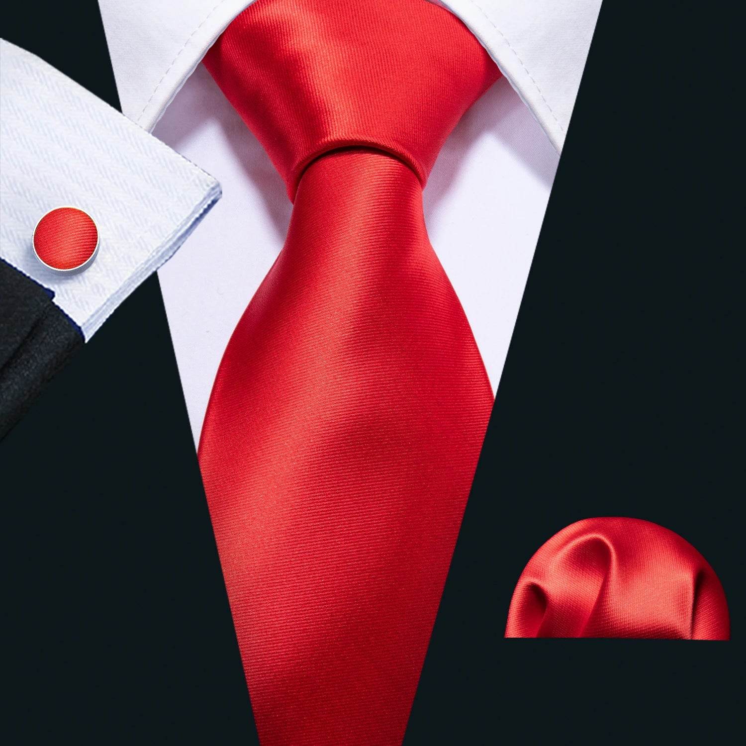 Red Plaid Silk Tie Set for Men - VacationGrabs