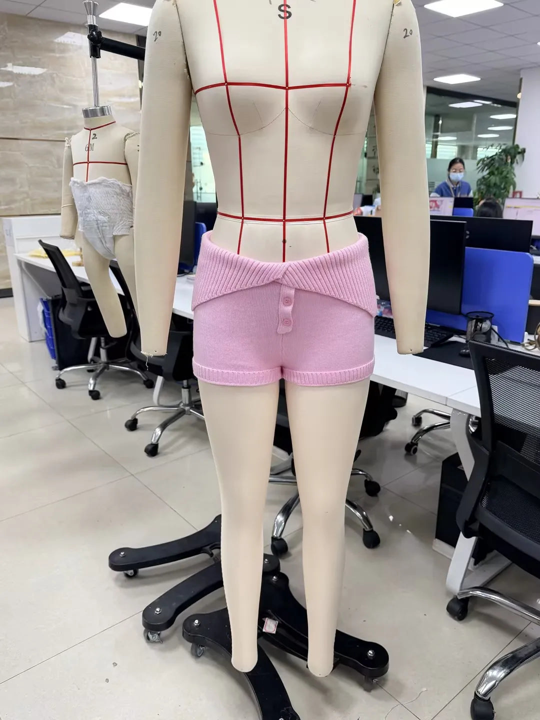 VacationGrabs Trendy Foldover Waist Knit Micro Shorts Women Y2K Button Detail Ribbed Trim Booty Shorts Sweet Cool Streetwear PartyClub