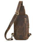 Vintage Crazy Horse Leather Sling Bag | Men's Crossbody