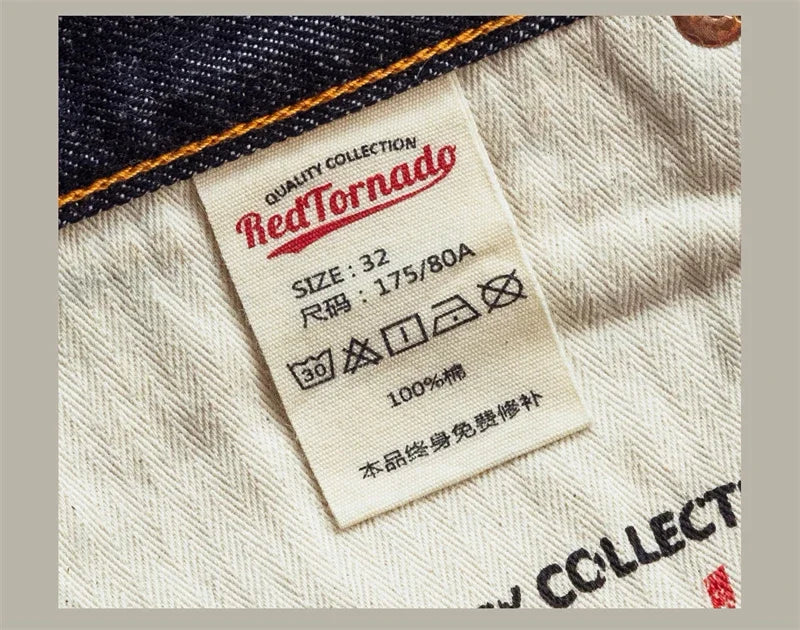 Red Tornado Selvedge Denim Jeans Loose Fit Straight Leg Pants Amekaji