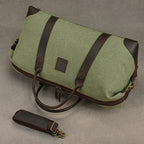 Canvas & Leather Travel Bag for Men Large Shoulder Weekender Bag - VacationGrabs