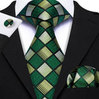 Green Silk Tie Set for Men: Multiple Shades Available - VacationGrabs