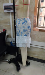 VacationGrabs Women Boho Vintage Printed Lace Ruffle Shorts Elastic Drawstring Waist Flowy Casual Shorts Summer Vacation Streetwear