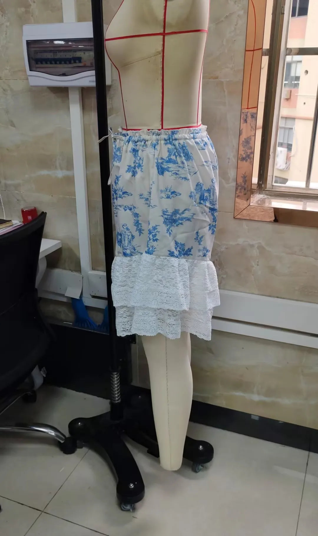 VacationGrabs Women Boho Vintage Printed Lace Ruffle Shorts Elastic Drawstring Waist Flowy Casual Shorts Summer Vacation Streetwear