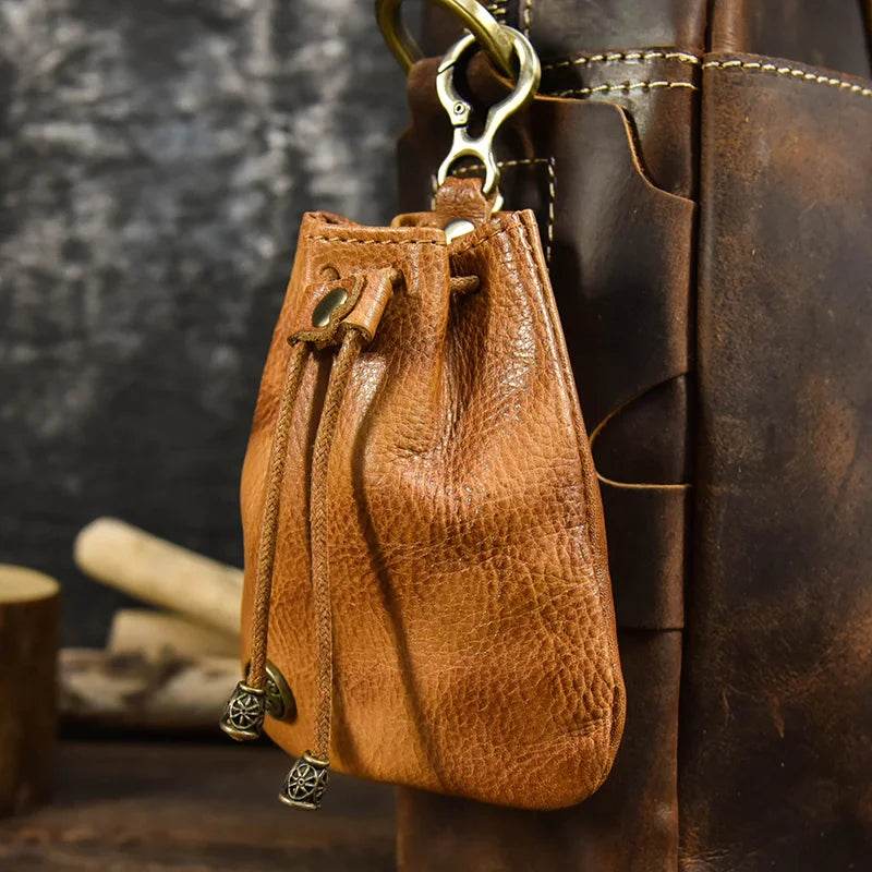Creative Handmade Leather Coin Purse Retro Style with Silver Bag Design - VacationGrabs