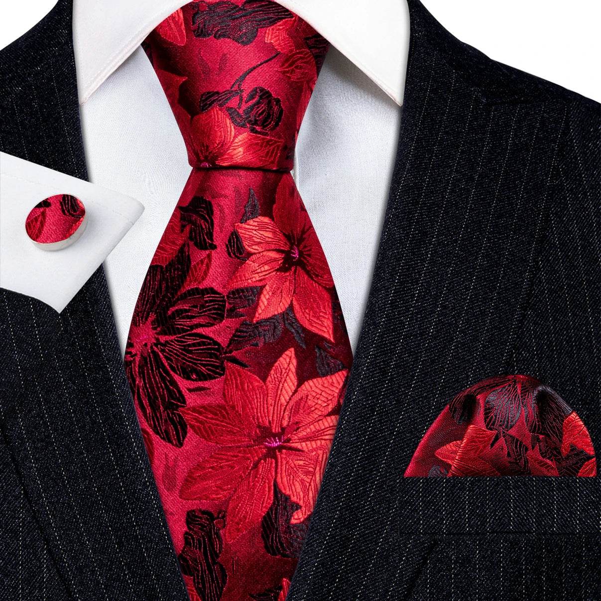 Floral Jacquard Silk Tie Set for Men - VacationGrabs
