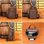 Men's Genuine Leather Sling Bag, Large Capacity Bucket Style