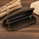 Men's Zip Long Wallet Natural Cowhide for Cards, Cash & Phone - VacationGrabs