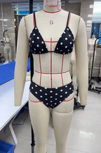 VacationGrabs Womens 4 Piece Polka Dot Bikini Set Sheer Mesh Flare Pants Headband Triangle Swimsuit Beach Cover Up for Summer Vacation