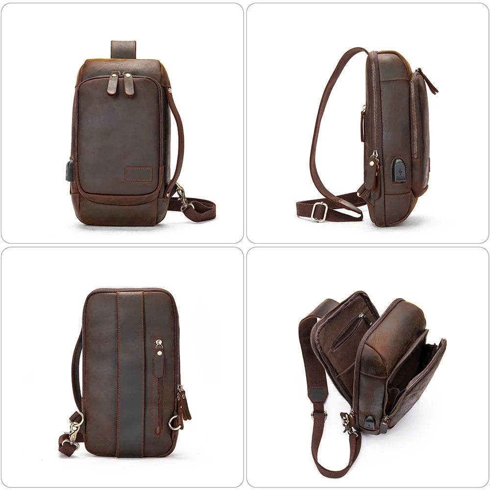 Luxury Designer Chest Bag for Men Vintage Single Shoulder Sling - VacationGrabs