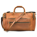 60cm High Capacity Genuine Leather Travel Duffle for Men Weekend Bag - VacationGrabs