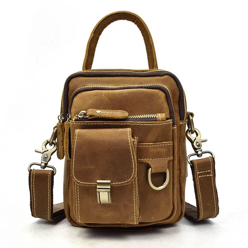 Genuine Leather Shoulder Waist Bag Men’s Small Crossbody Pouch - VacationGrabs