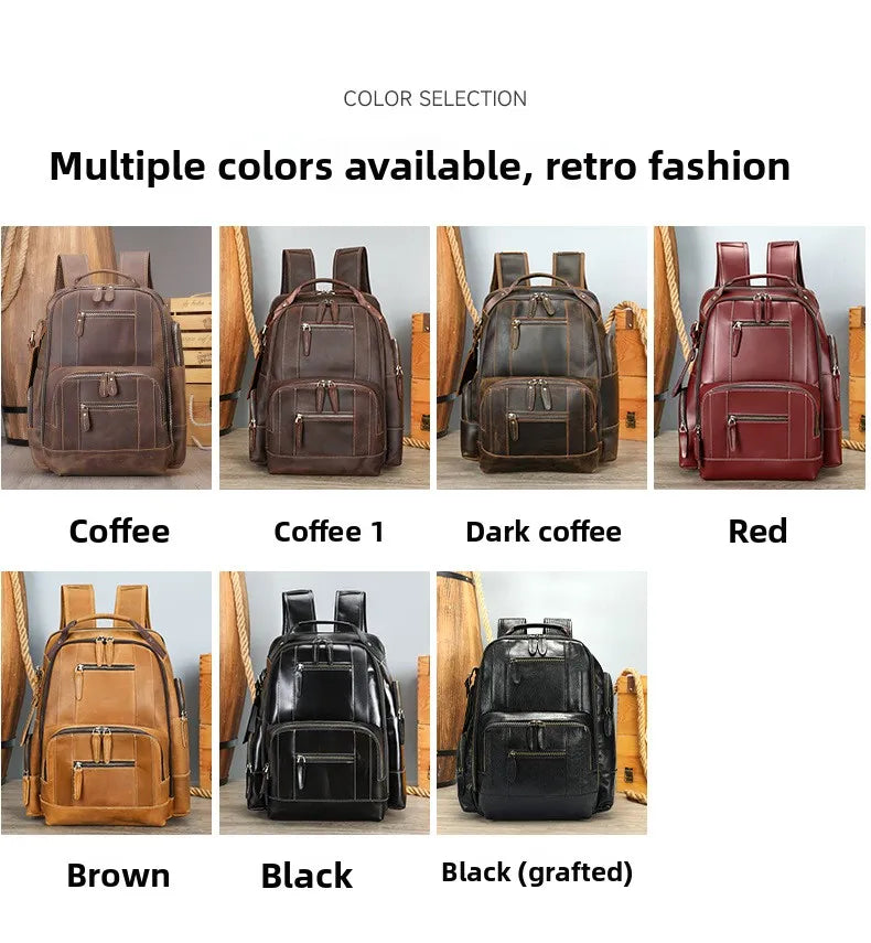 Sac à dos de voyage en cuir véritable pour homme avec compartiment ordinateur - Sac de créateur