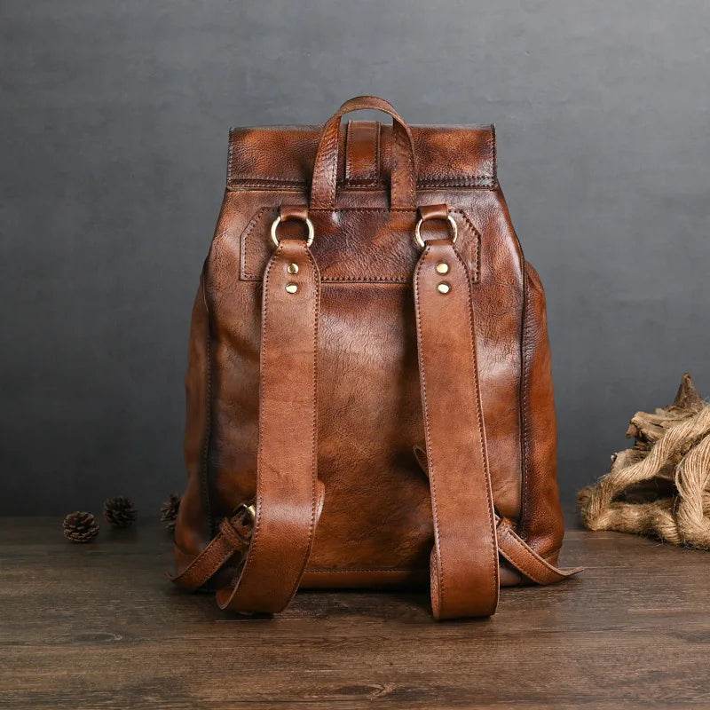 Luxury Designer Leather Backpack Real Cowskin Anti-Theft Bag - VacationGrabs