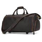 Crazy Horse Leather Travel Bag Suits and Shoes Folding Business Bag - VacationGrabs