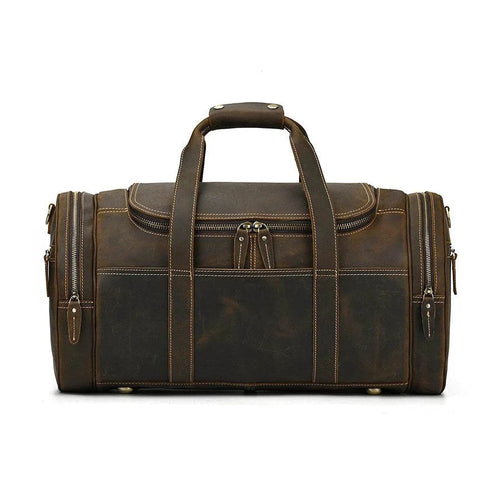 Genuine Leather Men’s Travel Bag Cowhide Shoulder Hand Luggage - VacationGrabs