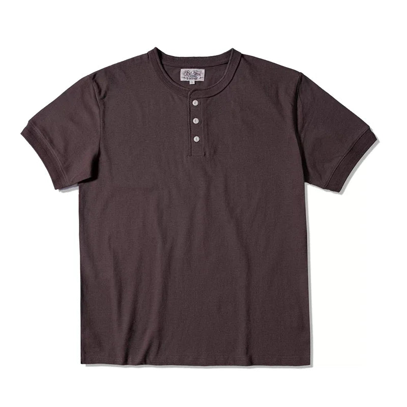 Red Tornado Short Sleeve Henley T-Shirt Heavyweight Cotton Every Day Tee Amekaji