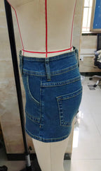 VacationGrabs Women's Denim Shorts with Pockets Low Rise Blue Jean Shorts for Summer Double Button Closure Hot Pants Streetwear
