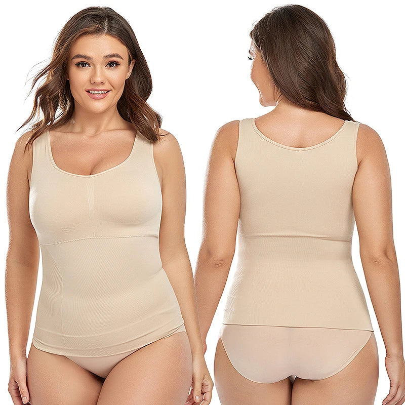 Women's Seamless Tummy Control Camisole with Built-In Bra