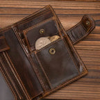 Retro Anti-Theft Men’s Leather Wallet Clip Purse with Card Holder - VacationGrabs