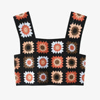 Granny Square Boho Crochet Knit Crop Top - VacationGrabs