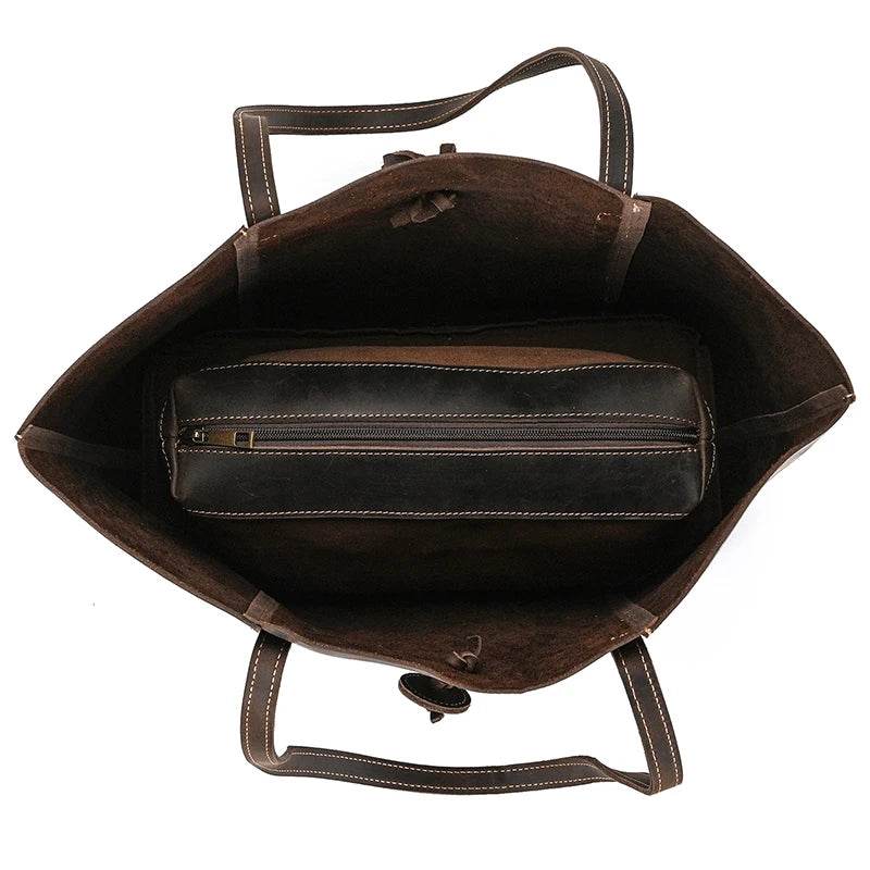 Vintage Leather Women’s Tote Bag Genuine Leather Shoulder - VacationGrabs