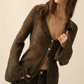 VacationGrabs Women Y2K Vintage Cardigan Knitted Hollow Out Sweater Tops Casual Fashion Top Casual Daily Wear Winter Fall Outerwear