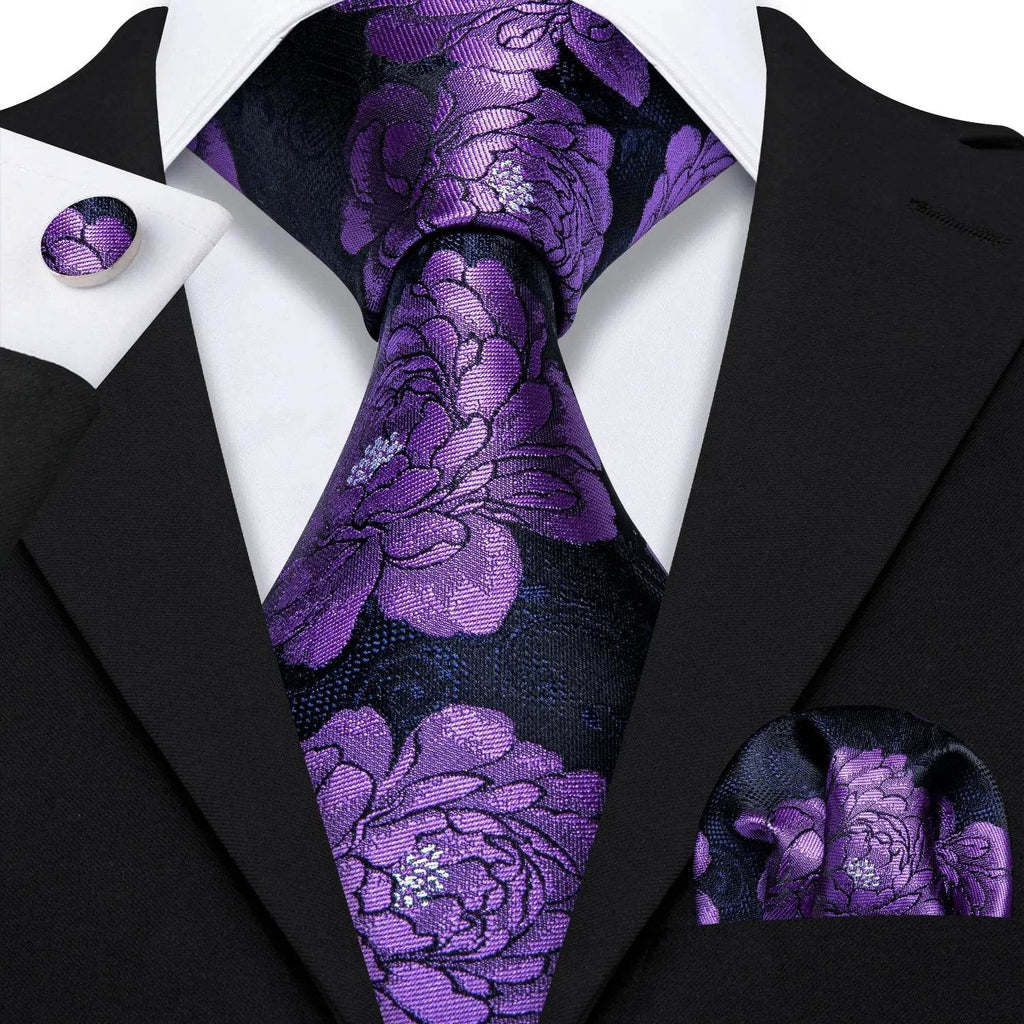 Floral Jacquard Silk Tie Set for Men - VacationGrabs