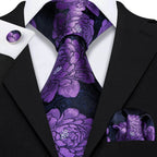 Floral Jacquard Silk Tie Set for Men - VacationGrabs