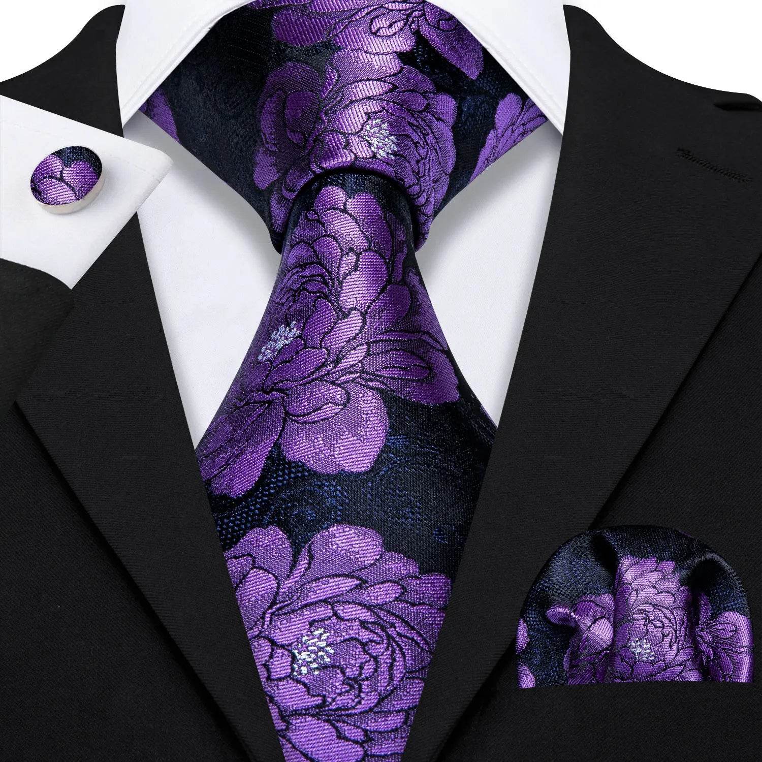 Floral Jacquard Silk Tie Set for Men - VacationGrabs