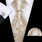 Gold & Beige Silk Tie Set for Men - VacationGrabs