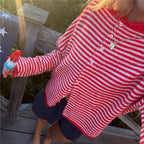 Y2K Crew Neck Open Front Button Down Long Sleeve Knit Sweaters Womens Striped Cardigan Sweater Casual Winter Fall Outerwear