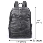 Black Leather Backpack for Men Casual Travel Daypack 14"
