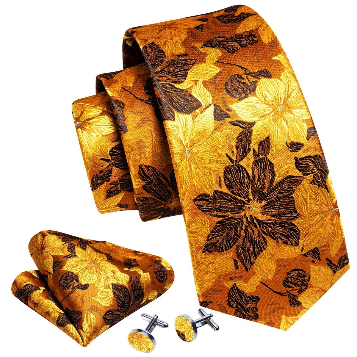 Floral Jacquard Silk Tie Set for Men - VacationGrabs