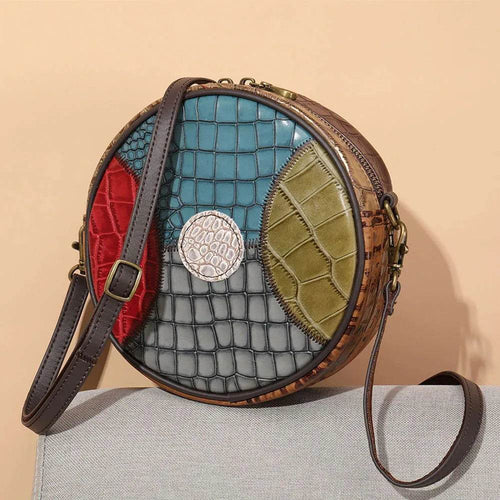 Patchwork Mini Leather Crossbody Bag for Women’s Fashion - VacationGrabs