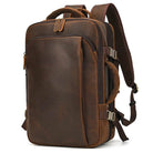 Double Layer Leather Backpack for Men Large Capacity USB Charging - VacationGrabs